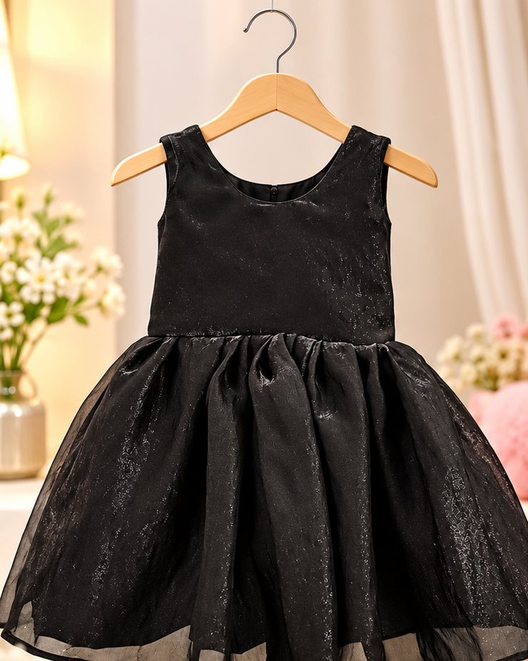 Black organza party frock with bow